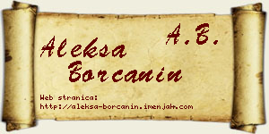 Aleksa Borčanin vizit kartica